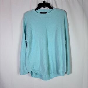 WOTOZR Light Blue Textured Knit Crewneck Sweater XL High Low Layer Pullover